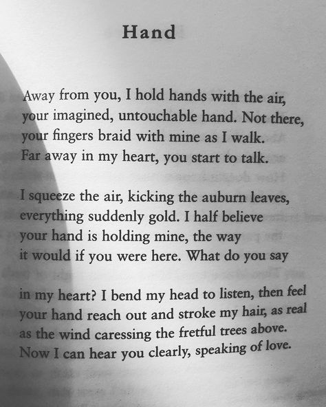 Kathy Rose O’Brien on Instagram: “Holding hands with the air... Carol Ann Duffy’s poem from her book ‘Rapture’ for your Sunday liturgy. . . . . #touch #hand #poetry…” Poems About Hands, Carol Ann Duffy Poems, Hand Poetry, Hands Poem, Carol Ann Duffy, Hands Reaching Out, Touch Hand, Poetic Quote, Carol Ann