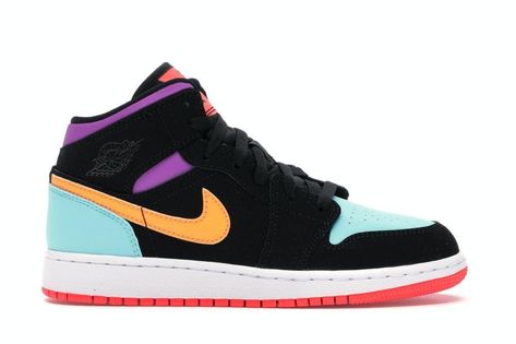 ibuysneakers - The best Sneakers at the best price Jordan 1 Multicolor, Air Jordan 1 Mid Gs, Pretty Sneakers, Jordan Retro 1, Nike Air Jordan 1 Mid, Nike Air Shoes, Modern Shoes, Air Jordan Sneakers, Fresh Shoes