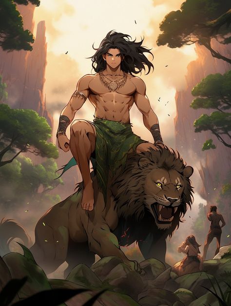 Primal Man Art, Jungle Man Art, Male Barbarian Fantasy Art, Tarzan Oc, Tarzan Anime, Tarzan Fanart, Tarzan Concept Art, Barbarian Character Design Male, Tarzan Art