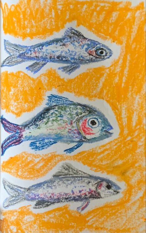 Pastel Fish Drawing, Fish Chalk Art, Fish Oil Pastel, Oil Pastel Sketch, Pencil Colour Painting, Oil Pastel Drawings Easy, Watercolor Portrait Painting, Pastel Artwork, Oil Pastel Paintings