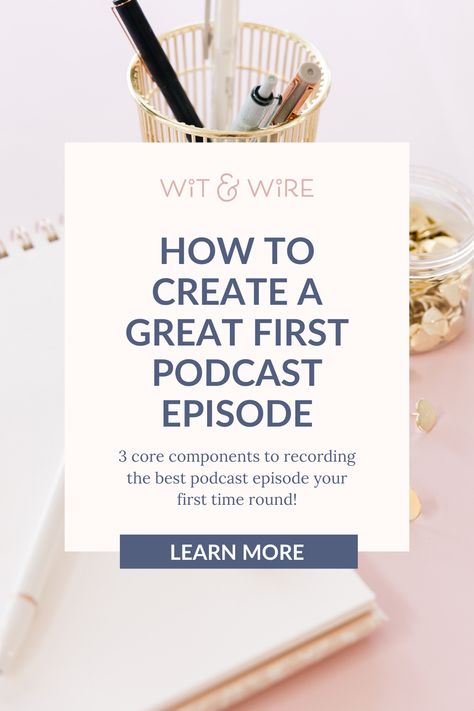 What makes a great first podcast episode? Should it be a normal episode that shows listeners what’s to come, or is there something special you should try instead to make Episode 1 unique? Learn the three core components to making your first podcast episode great. Wit&Wire Podcasting Tips | Online Marketing Tips First Podcast Episode, Podcast Episode Outline, Find A Business Name, Best Hacks, Shopify Business, Podcast Tips, Podcast Topics, Podcast Studio, Marketing Podcasts