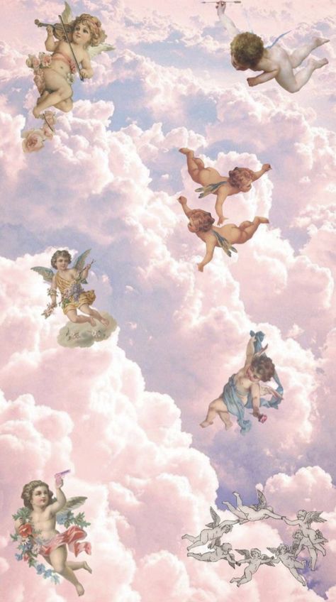 Cherub Angel Wallpaper, Cherub Wallpaper Aesthetic, Pink Angel Wallpaper, Cherub Wallpaper, Angel Wallpaper Iphone, Angles Wallpaper, Pink Angel Aesthetic, Minimalist Wallpaper Phone, Angelic Aesthetic