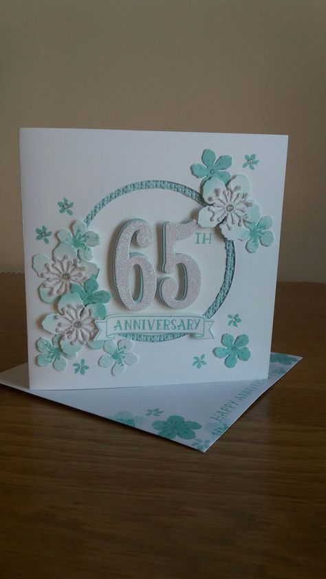 Anniversary card made using Botanicals and Number of Years 65 Wedding Anniversary Cards, Age Cards Handmade, 65th Birthday Cards For Women, 65th Birthday Cards For Women Handmade, 65 Birthday Cards Handmade, 50 Anniversary Cards, 65th Birthday Cards, Birthday Verses For Cards, 50th Anniversary Cards