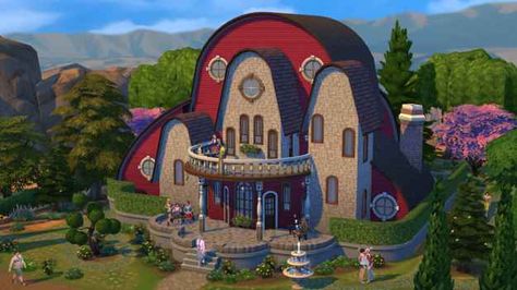 This house, for those of us who admire the Willy Wonka lifestyle, but with a little less candy: | 14 Ultra-Pimped-Out "Sims" Houses You Wish You Could Actually Own Crazy Houses, Crazy House, Sims Building, Redwood City, Nerd Love, Beach Hacks, Sims Community, Willy Wonka, Sims 4 Houses