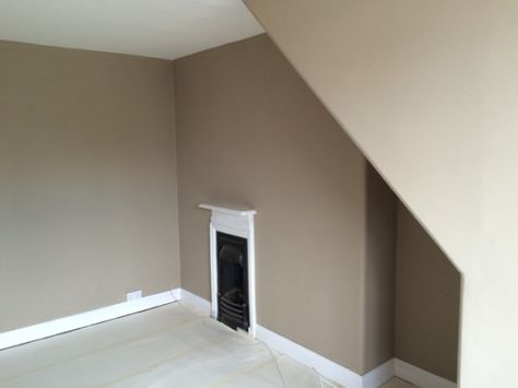 Farrow And Ball Oxford Stone Living Room, London Stone Farrow And Ball, Oxford Stone Farrow And Ball, Edwardian House Renovation, Farrow And Ball Bedroom, Dads Office, London Stone, Victorian Hall, Farrow Bal