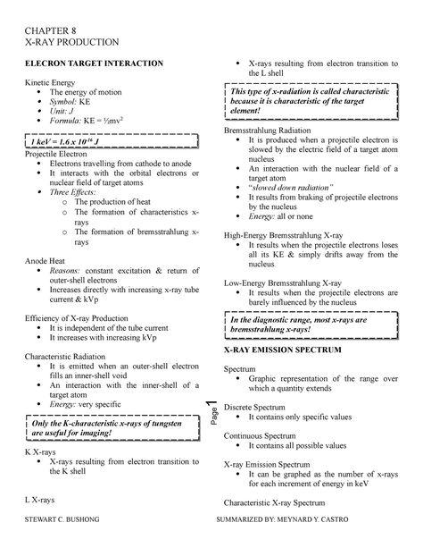 Chapter 8 X RAY Production - Page 1 CHAPTER 8 X-RAY PRODUCTION ELECRON TARGET INTERACTION Kinetic - Studocu X Ray Positioning, X Ray Tech Student, Xray School, Radiography Student, Xray Machine, Medical Radiography, X Ray Tube, Radiologic Technology, Radiologic Technologist