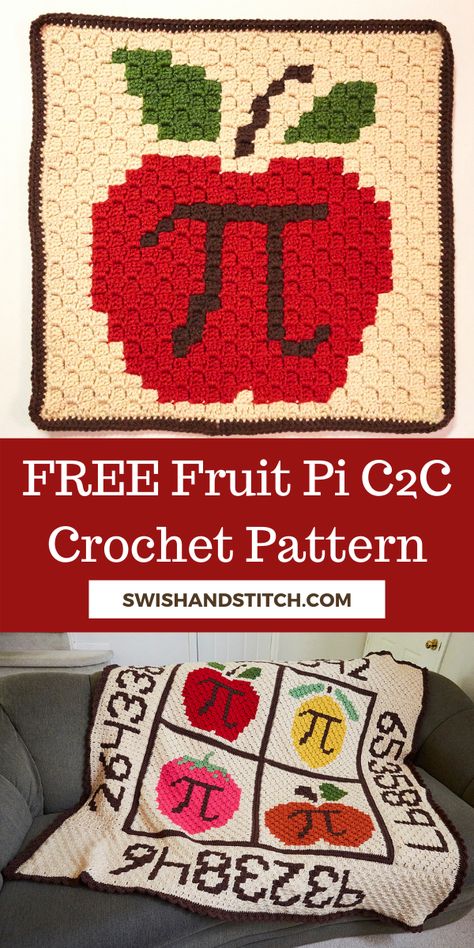 Digits Of Pi, C2c Crochet Blanket, Math Patterns, Math Gift, Crochet Case, Free Fruit, C2c Crochet, Pi Day, Afghan Pattern