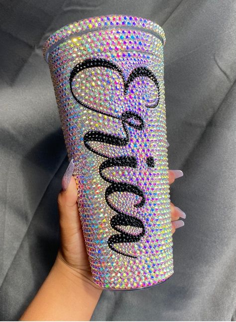 Starbucks Glitter Cup, 2022 Gifts, Clear Tumbler, Bling Bottles, Bling Tumbler, Rhinestone Tumbler, Rhinestone Cups, Rhinestone Projects, Custom Starbucks Cup