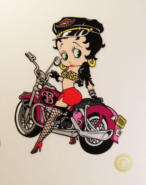 Betty Boop Profile Picture, Biker Pictures, Biker Betty Boop, Betty Boop Tattoos, Biker Photos, Betty Boop Classic, Collage Canvas, Tiger Wall Art, Betty Boop Art