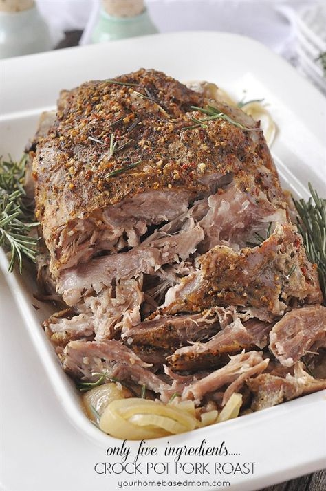 Crock Pot 5 ingredient Pork Roast Pork Roast Crock Pot, Roast Crock Pot, Pork Roast Crock Pot Recipes, Pork Sirloin Roast, Crockpot Pork Roast, Slow Cooker Pork Roast, Pot Roast Crock Pot Recipes, Pork Sirloin, Slow Cooked Pork