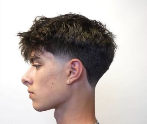 Fringe Male Haircut, Mens Haircut Thick Hair Straight, Messy Crop Top Haircut Men, Burst Fade With Fringe, Male Fade Haircut, Tiktok Haircut, Mens Haircuts Thick Hair, Vsco Hair, Taper Haircut