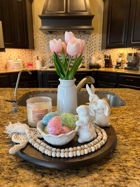 Easter Entryway Table Decor, Easter Coffee Table Decor, April Decor, Easter Vignettes, Easter Inspiration Decor, Easter Tabletop Decor, Easter Mantle, Coffee Table Decor Tray, Easter Kitchen