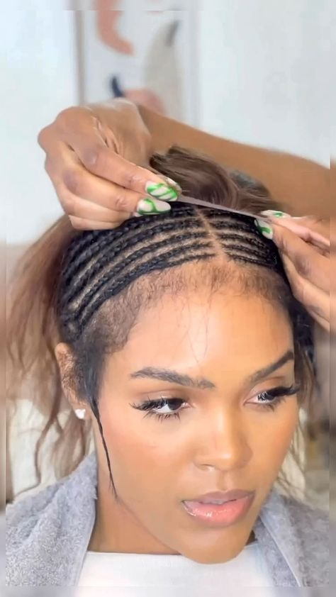 Closure sew in w bangs tutorial🤩 #viral #trending #hairtok #wigtok #hairextensions #closure #sewin #closuresewin | Instagram Sewin With Bangs, Closure Sew In, Sew In Weave With Closure, Sew In With Bangs, Sew In With Closure, Bangs Tutorial, Closure Weave, Sew In Weave, Sew In