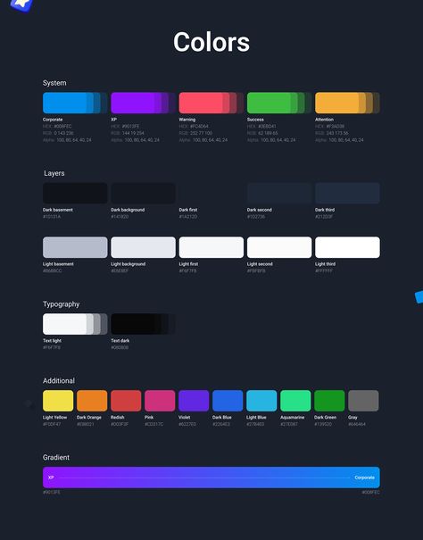 Design System WASD :: Behance Ui Color Palette, Pallets Color, Ui Color, Dark Color Palette, Theme Color, Website Themes, Design System, Photoshop Design, Design Ui