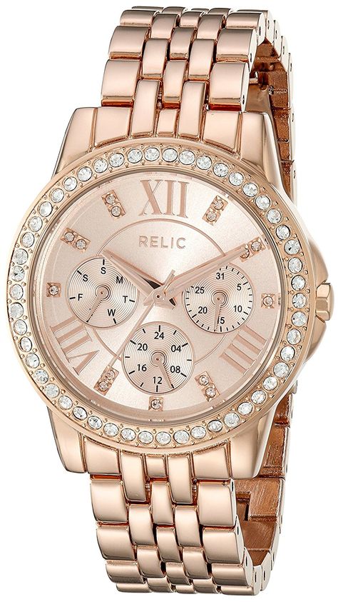 Relic Women's ZR15755 Layla Rose Gold Watch >>> Find out more about the great watch at the image link. Watches Woman, Watches Pink, Pink Gold Jewelry, Relic Watches, Fossil Watches Women, Mens Designer Watches, Metal Dress, Gold Watches, Gold Models