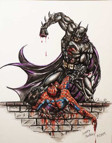 Batman and spiderman Batman Vs Spiderman, Spiderman And Batman, Spiderman Painting, Dc Comics Vs Marvel, Superman And Spiderman, Batman Spiderman, Spiderman Spider, Marvel Vs Dc, Spiderman Comic