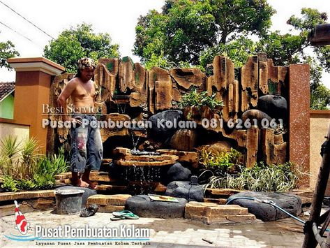 24 GAMBAR KOLAM RELIEF TEBING - Pusat Pembuatan Kolam Reka Bentuk Landskap, Taman Diy, Water Wall Fountain, Kolam Air, Taman Air, Air Mancur, Garden Pond Design, Outdoor Water Features, Herb Garden Design