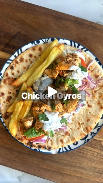 Kausar Raja on Instagram: "Chicken Gyros Recipe

Not an authentic Gyros recipe ofcourse (I don’t have a rotisserie at home I’m afraid) but the next best thing! It has all the flavours and comes together so quickly - a perfect weeknight dinner! 

Recipe (makes 3-4) 
450g chicken tenderloin
2 tbsp Greek yoghurt
2 tbsp olive oil
Juice of 1/2 lemon
2 garlic cloves
2 tsp oregano
1 tsp ground coriander
1 tsp ground cumin
1.5 tsp paprika
1 tsp black pepper
1 tsp salt

Method
1. add all of the above to chicken and marinate for at least 2 hours or overnight. I used chicken tenderloins (aka chicken tenders or fillets) as these are a softer part of the chicken, lose less moisture when cooking and are super soft so perfect for gyros or shawarma as it tastes like it’s been cooking on the rotisserie for Greek Chicken Spaghetti, Authentic Gyros, Fry Chips, Chicken Gyros Recipe, Greek Flatbread, Chicken Fillet Recipes, Gyros Recipe, Chicken Gyro Recipe, Chicken Gyro