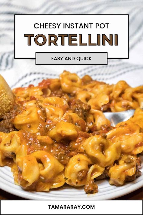 Cheesy Instant Pot Tortellini Recipe - Tamara Ray Instant Pot Mostaccioli Recipe, Ground Beef Tortellini Recipes Crock Pot, Instant Pot Cheese Tortellini Recipes, Instant Pot Frozen Tortellini Recipes, Tortellini Instant Pot Recipes, Instapot Tortellini Recipes, Instant Pot Ravioli Lasagna, Instant Pot Tortellini Recipes, Frozen Cheese Tortellini Recipes Easy