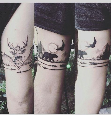 Nature Armband Tattoo Design, Nature Band Tattoo, Renewal Tattoo, Arm Cuff Tattoo, Leg Band Tattoos, Arm Wrap Tattoo, Tree Sleeve Tattoo, Camping Tattoo, Tree Sleeve