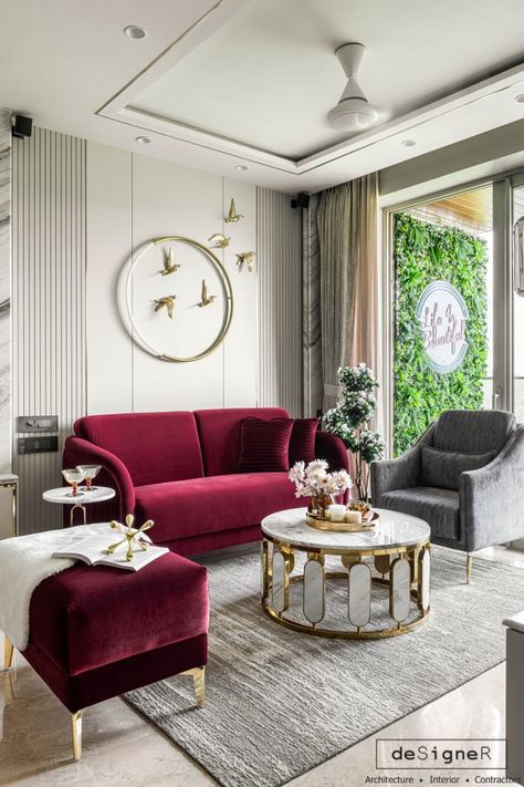 This Ritzy Abode Has Carved A Niche In Luxury Interiors | deSigneR - The Architects Diary Living Room Designs India, Drawing Room Design, Drawing Room Decor, Drawing Room Interior, Hall Interior Design, Hall Interior, Corner Sofa Set, Living Room Sofa Design, Sofa Set Designs