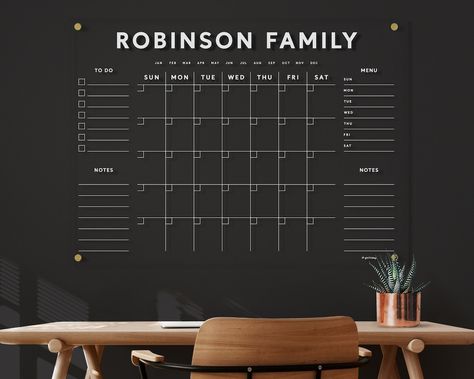 Family Command Center Dry Erase Monthly Clear Acrylic - Etsy Canada Acrylic Calendar, Whiteboard Calendar, Robinson Family, Family Command Center, Writing Area, Dry Erase Calendar, Be Organized, Wall Calendars, Goal Tracker