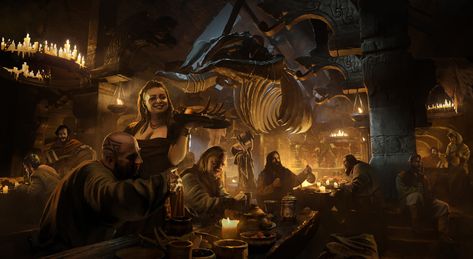 ArtStation - tavern_before after, Yura Gvozdenko Ghost And Ghouls, Fantasy Places, Dungeons And Dragons Homebrew, 판타지 아트, Dark Ages, One Shot, Medieval Fantasy, Environmental Art, Fantasy Landscape