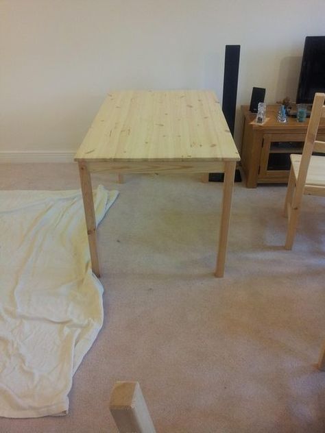 Farmhouse Table From Cheap Ikea Ingo Ingo Table, Ikea Ingo, Ideas Recibidor, Ikea Table, Make A Table, Pine Table, Oak Stain, Classy Aesthetic, Oak Furniture