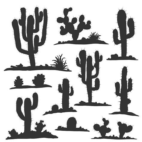 Different types of cactus plants realist... | Premium Vector #Freepik #vector #cactus-cartoon #cacti #cactus #cactus-icon Different Types Of Cactus, Types Of Cactus Plants, Cactus Cartoon, Types Of Cactus, Cactus Doodle, Cactus Silhouette, Cactus Images, Cactus Vector, Cactus Illustration