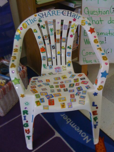 Authors Chair, Share Chair, Lawn Chair, Teachers Corner, Classroom Organisation, Creative Classroom, Classroom Setup, Classroom Fun, Classroom Design