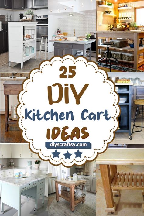 Diy Kitchen Trolley, Diy Cart With Wheels, Kitchen Cart Ideas, Kitchen Cart Makeover, Kitchen Rolling Cart, Small Kitchen Cart, Diy Kitchen Cart, Expensive Kitchen, Kitchen Utility Cart