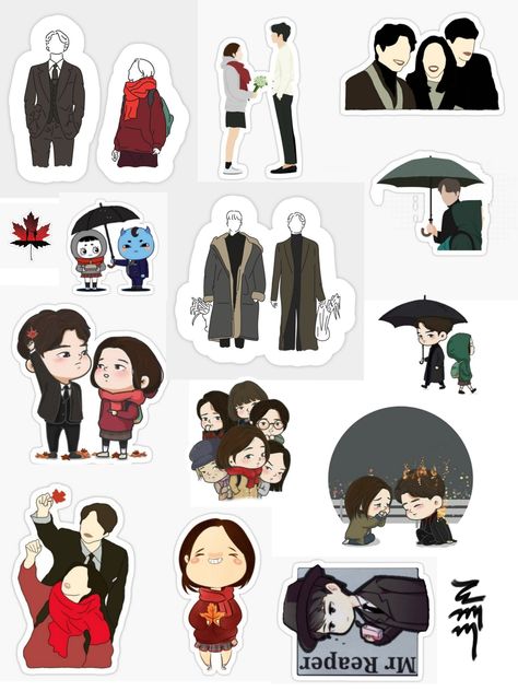 Goblin Kdrama Stickers, Goblin Stickers, Stickers Sheet Printable, Kdrama Stickers, Phone Cover Stickers, Bear Drawings, Goblin Kdrama, Kpop Stickers, Cover Stickers