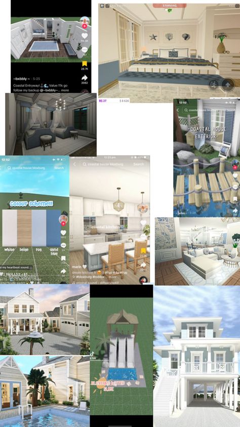 Costal Bedroom Ideas In Bloxburg, Beach Bloxburg, Beach House Entryway, Beach House Ideas, Bloxburg Apartment, Beach House Layout, Rh Dorm, Bloxburg Cottage, Bloxburg Beach House