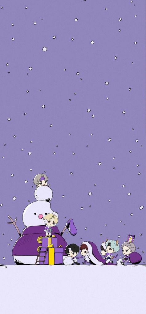 Bts Winter, Homescreen Setup, Magic Door, Tiny Tan, Bts Christmas, Chibi Wallpaper, Anime Siblings, Christmas Aesthetic Wallpaper, Bts Aesthetic Wallpaper For Phone