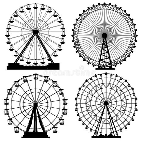 Horizontal Illustration, Wheel Tattoo, Concert Stage Design, Ferris Wheels, Amusement Park, Roller Coaster, Ferris Wheel, Cyberpunk, Color Splash