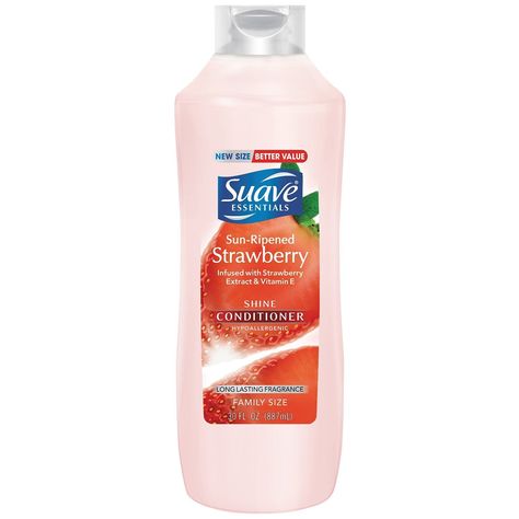 PRICES MAY VARY. Suave Essentials Sun Ripened Strawberry Conditioner is an energizing hair conditioner infused with Strawberry Extract and vitamin E for lusciously soft and revitalized locks Enjoy the sweet scent of sun ripened strawberry tangy red peach and soft musk while this deep conditioner enhances hair moisture and shine .Brings out hair's natural beauty and shine This antiperspirant for women features the bright floral scent of rose and jasmine, blended with delicate fruit for an invigor Strawberry Conditioner, Strawberry Shampoo, Suave Shampoo, Vitamin F, Deep Conditioner, Moisturize Hair, Sweet Scents, Hair Care Shampoo, Hair Conditioner