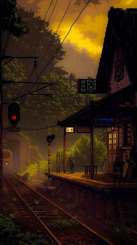 Steampunk Wallpaper Iphone, Anime Night Scenery, Warm Wallpaper Aesthetic, Steampunk Wallpaper, Train Window, Pixel Art Gif, Dreamy Artwork, Fotografi Vintage, Scenery Background