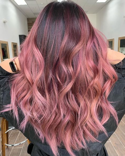 hair color ideas for blondes -hair coloring trends- hair color ideas Lived In Vivid Hair, Smokey Pink Hair, Cute Hair Dye Ideas For Curly Hair, Brown To Pink Balayage, Rainbow Hair Colors, Pink Balayage, Pink Ombre Hair, Brown Ombre Hair, Rainbow Hair Color