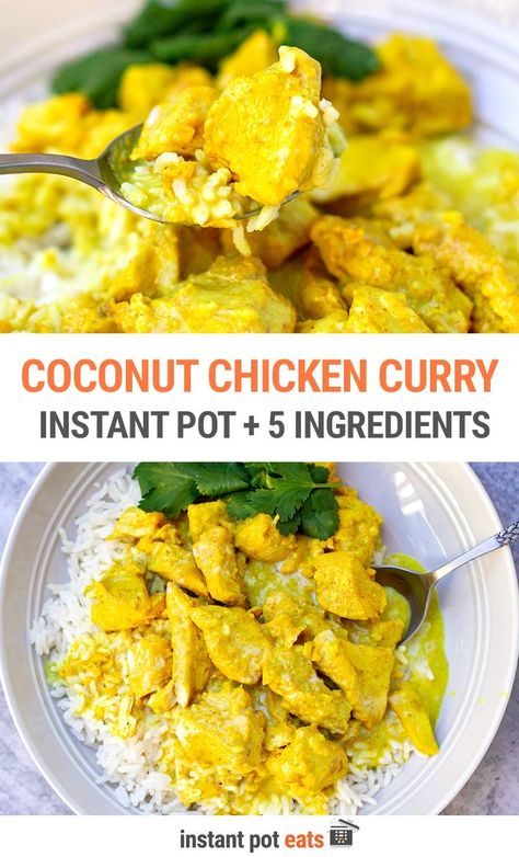 Instant Pot Chicken With Coconut Milk, Coconut Chicken Curry Instant Pot, Instapot Coconut Curry Chicken, Instant Pot Coconut Curry Chicken, Instant Pot Coconut Chicken, Chicken Curry Instant Pot, Easy Coconut Chicken, Pressure Cooker Recipes Chicken, Coconut Chicken Curry