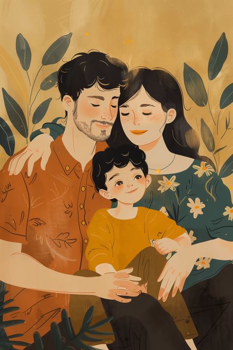 Artistic expression directed by ThetaCursed, License: CC BY-NC 4.0 Family Aesthetic Drawing, Painting Of A Man, Boutique Logo Design, Family Painting, Mom Art, Couple Illustration, Family Art, Cat Person, Cute Patterns Wallpaper