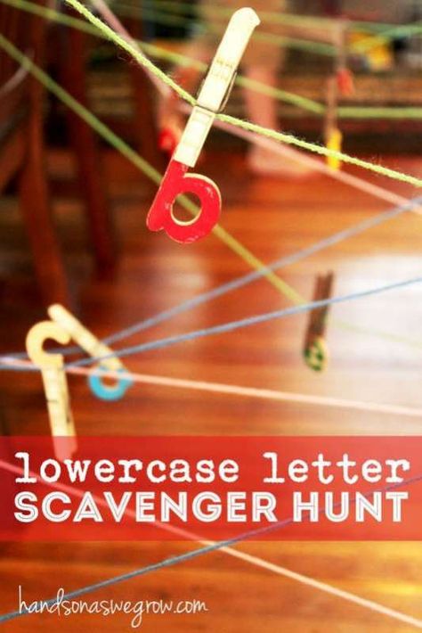 Lowercase Letters String Scavenger Hunt for Kids Letter Hunt, Abc Activities, Scavenger Hunt For Kids, Gross Motor Activities, Preschool Literacy, Teaching The Alphabet, Letter Activities, Alphabet Preschool, Kids Learning Activities