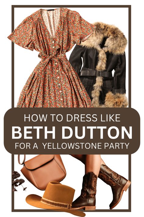 Creative Yellowstone Theme Party Ideas (Plus Yellowstone Costume Pictures!) Yellowstone Dress Up, Yellow Stone Halloween Costume, Dress Like Beth Dutton, Beth Dutton Boots, Beth Dutton Yellowstone Costume, Beth Dutton Style Outfits, Beth Yellowstone Outfits, Yellowstone Theme Party Ideas, Beth Dutton Aesthetic