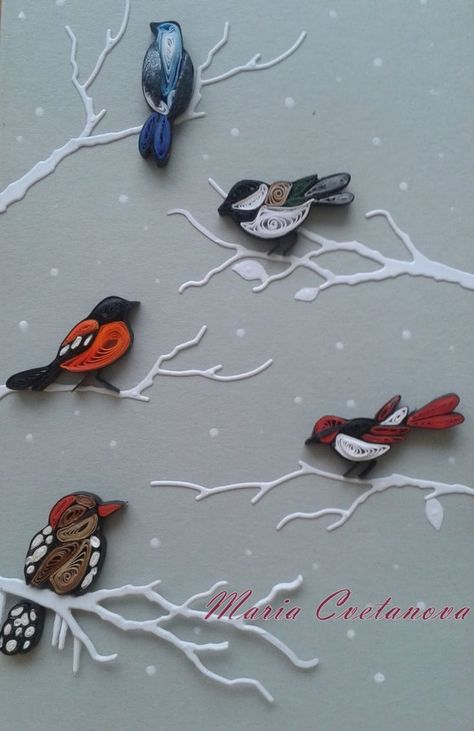 Quilling Birds in a Winter Decor فن الرسم بالمسامير, Neli Quilling, Quilling Animals, Paper Quilling Tutorial, Paper Quilling For Beginners, Paper Quilling Flowers, Paper Quilling Cards, Origami And Quilling, Paper Quilling Jewelry