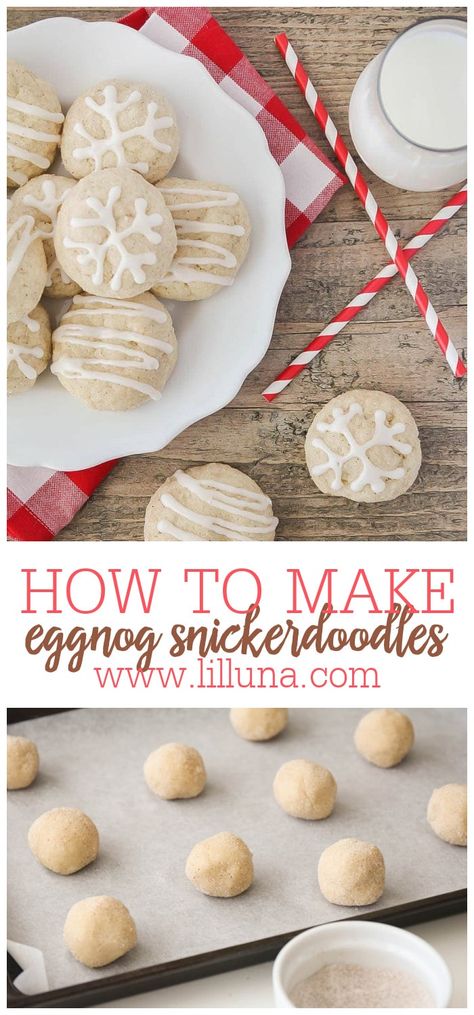 Eggnog Sugar Cookies, Eggnog Snickerdoodle Cookies, Eggnog Cookies Easy, Eggnog Meltaway Cookies, Eggnog Snickerdoodles, Holiday Desserts Cookies, Eggnog Glaze, Walnut Brownie, How To Make Eggnog