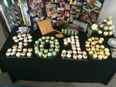 Graduation 2016 cupcake display 2023 Graduation Cupcakes, Graduation Party Cupcakes Display, Grad Party Cupcake Display, Cupcake Display Ideas Graduation, Graduation Cupcake Display, Graduation Cupcakes 2023, Grad Party Cupcakes, Class Reunion Cupcakes, 2023 Cupcakes Graduation