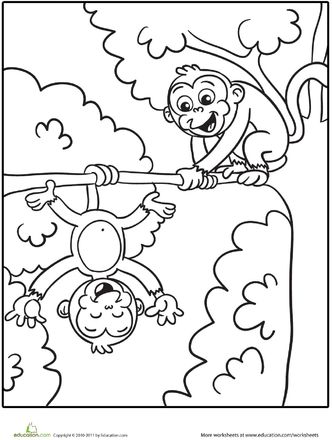 Worksheets: Silly Monkeys Coloring Page Zoo Coloring Pages, Zoo Animal Coloring Pages, Monkey Coloring Pages, Colouring Pics, Animal Coloring Pages, Zoo Animals, Coloring Book Pages, Coloring Pictures, Free Coloring Pages