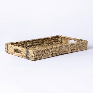 Storage Baskets : Target Emily Henderson Design, Patio Accent Table, Chandelier Candle Holder, Studio Mcgee Target, Wicker Tray, Outdoor Blankets, Beautiful Patios, Brand Studio, Outdoor Furniture Collections