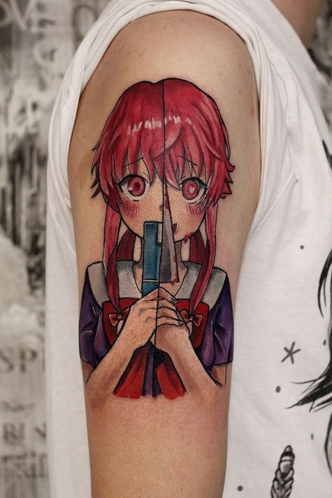 Yuno Tattoo, Yuno Gasai Tattoo, Gasai Yuno, Yuno Gasai, Flash Tattoo Designs, Anime Tattoo, Anime Tattoos, Clothing Hacks, Flash Tattoo