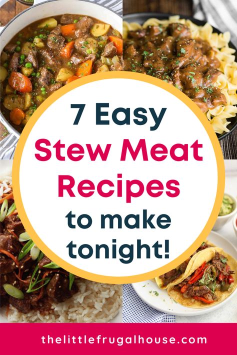 Frugal Beef Recipes, Easy Stew Meat Recipes, Quick Easy Cheap Meals, Easy Cheap Meals, Classic Beef Stew Recipe, Pork Stew Meat, Beef Stew Meat Recipes, Best Easy Recipes, Easy Beef Stew