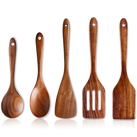 5 Pcs Luxury Wooden Kitchen Utensils Spoons Non Stick Spatula Cooking Utensils Set-Best Wood Spatula Paddle, Slotted Spatula, Angled Turner Spatula, Serving Cooking Spoon & Mixing Spoon Utensil : Amazon.co.uk: Home & Kitchen Wooden Cooking Utensils Set, Wood Spatula, Earthy Neutrals, Wooden Cooking Utensils, Kitchen Utensils Set, Cooking Spatula, Bamboo Utensils, Wooden Kitchen Utensils, Wood Utensils